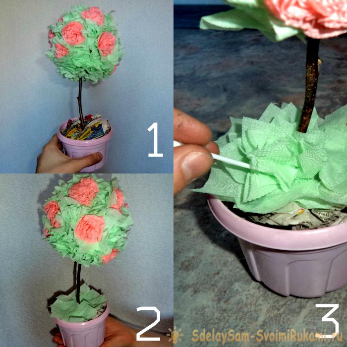 Как сделать дерево из бумаги гофрированной бумаги своими руками: Цветочное дерево из гофрированной бумаги