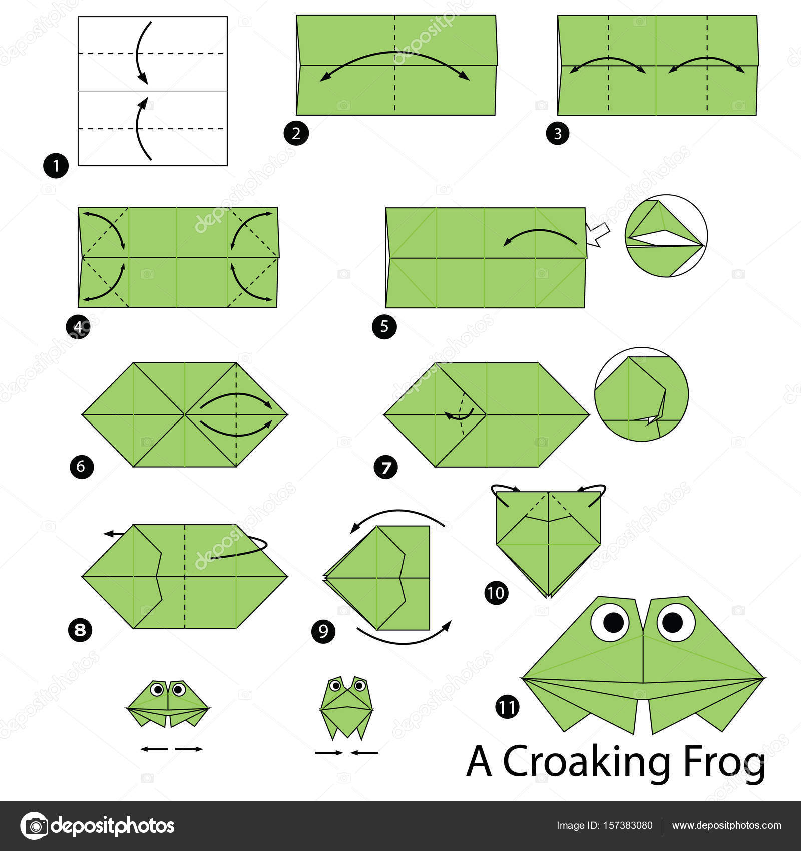 Оригами лягушка простая схема для детей: Прыгающая лягушка оригами из бумаги
