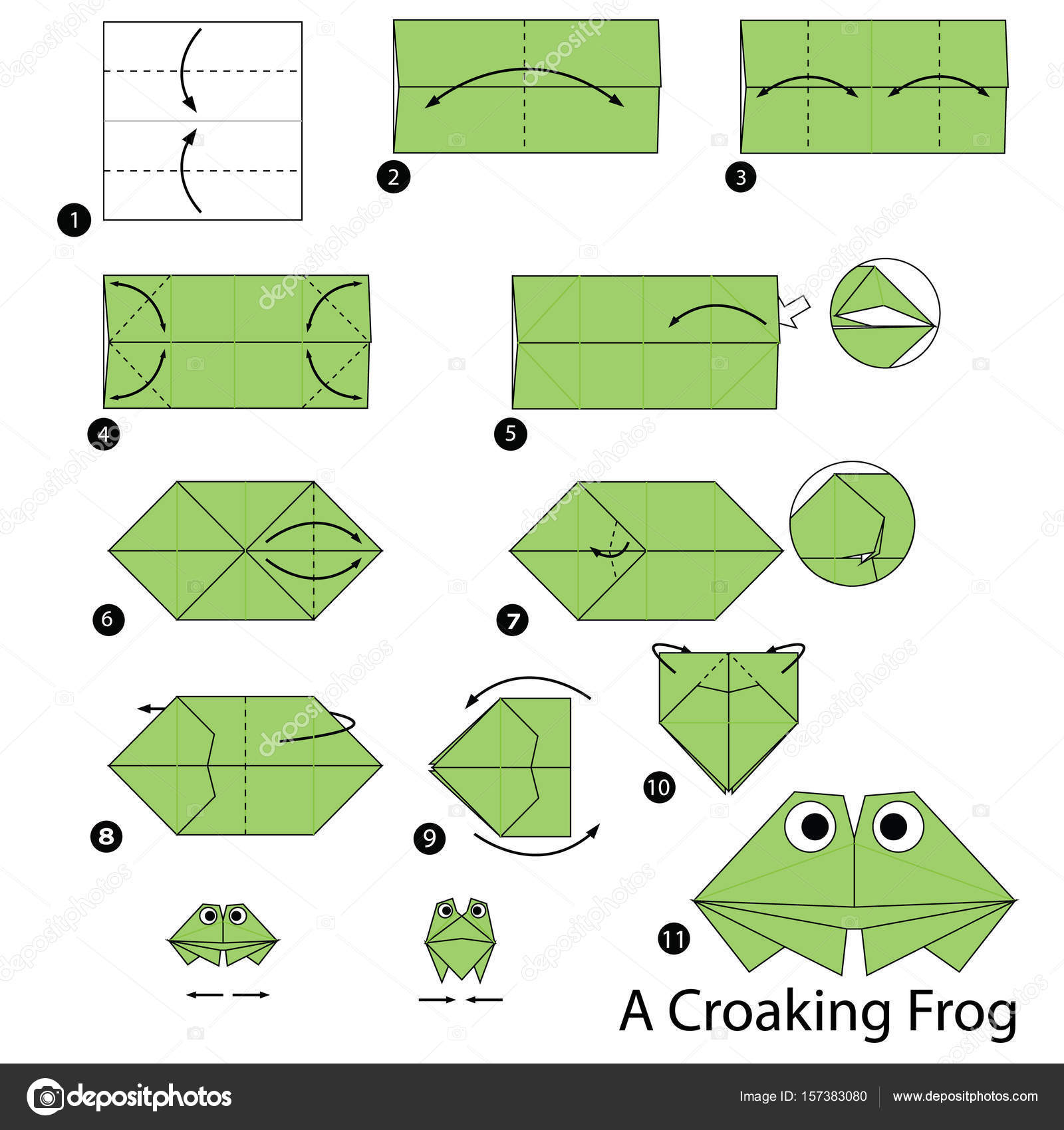 Схема оригами лягушка: Прыгающая лягушка оригами схема+ видео