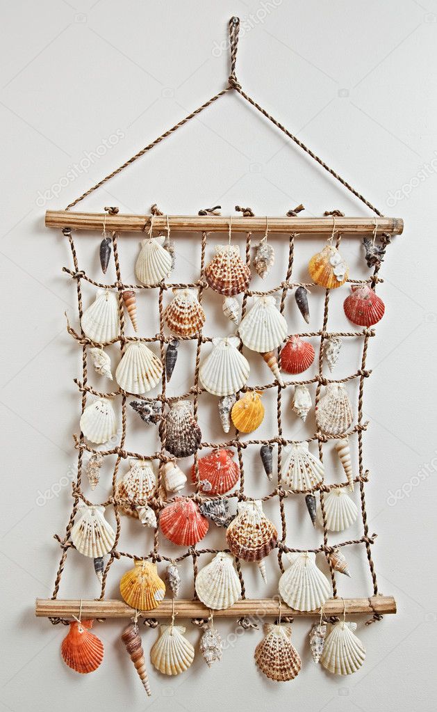 Сетка из ракушек: Сетка с ракушками и буйками, 110*150 см, белая