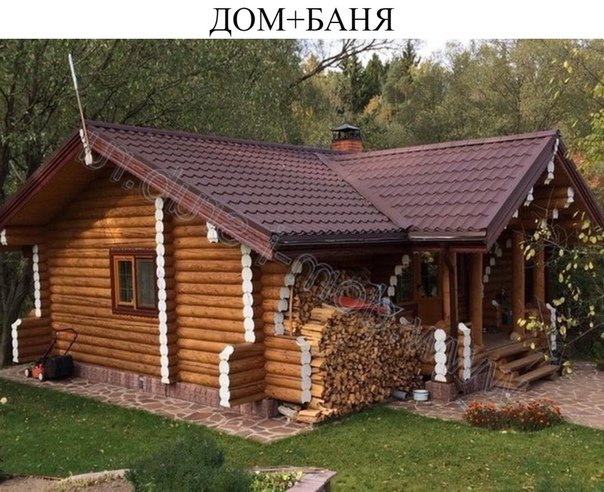Красивые деревянные бани: дом с банькой из оцилиндрованного сруба, чертежи рубленных бань 6х6