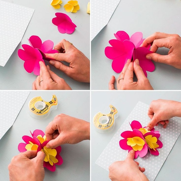 Цветы объемные из бумаги для открытки: Объемная открытка с цветами внутри – Открытки своими руками