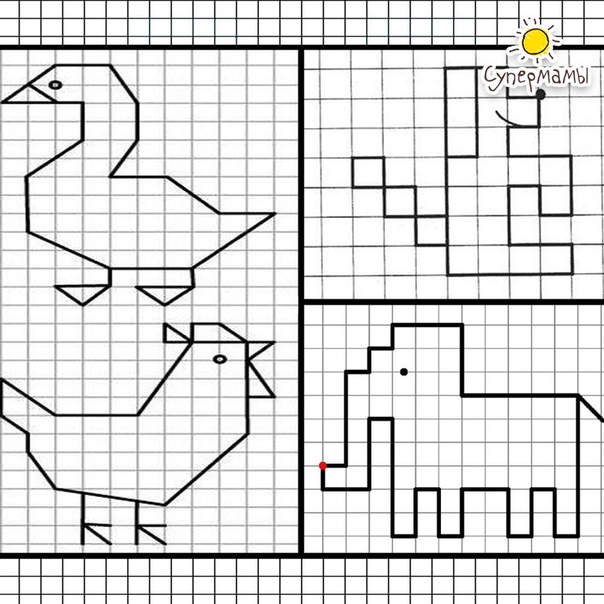 Рисунки в тетради по клеточкам схемы: Схемы простых рисунков по клеточкам для детей