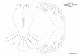 Голуби из бумаги шаблон: Объемный Голубь Мира Шаблон и Трафарет