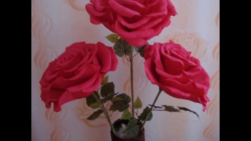 Большие розы своими руками из гофрированной бумаги: Пошаговый МК.Большая роза из гофрированной бумаги для фотосесии./A big r...