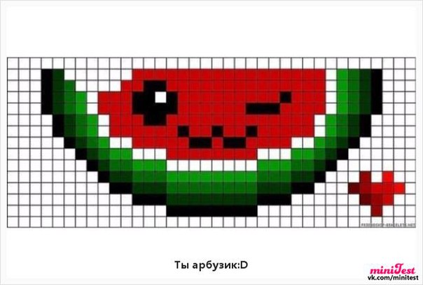 Рисунки по клеточкам в тетради арбуз: Pixel arts «Watermelon»