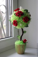 Топиарий из гофрированной бумаги: 3 мастер-класса, пошаговая инструкция изготовления, с розами, дерево счастья, методом тычкование, из цветной бумаги