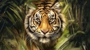 Тигр из листьев: Тигр в рамке из листьев