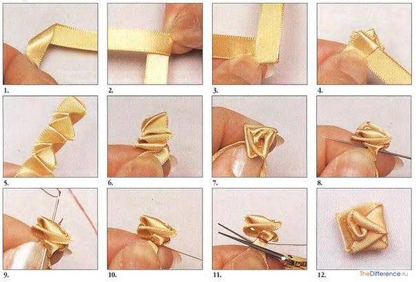 Как вышивать атласными лентами для начинающих: Вышивка лентами для начинающих пошагово со схемами
