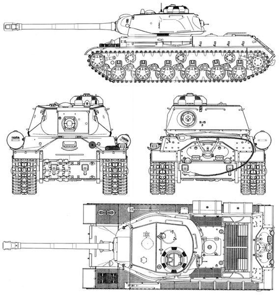 Чертеж ис 3: Тяжелый танк ИС-3 образца 1945 года. СССР