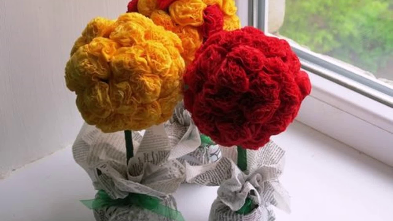 Цветы из салфеток своими руками видео: Делаем цветы из салфеток: видео мастер-класс