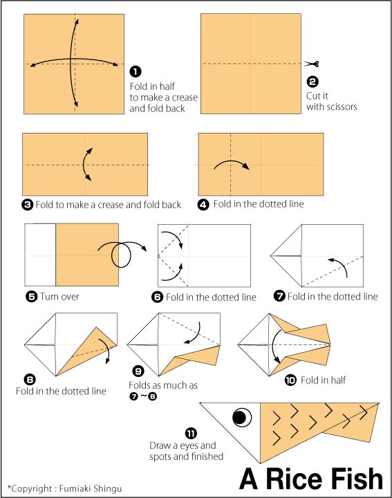 Оригами для детей рыбка схема: самый простой способ для детей