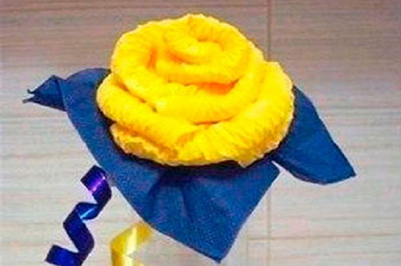 Цветы из салфеток своими руками - Пышная желтая роза