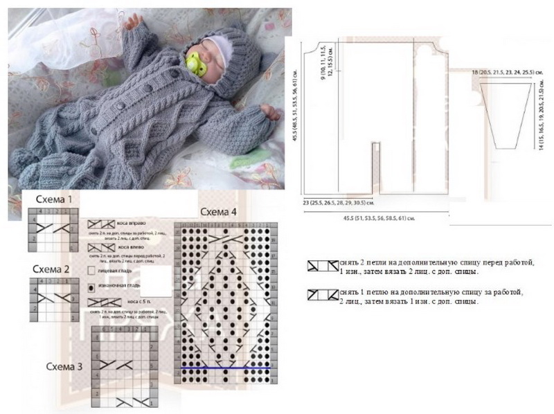 Комбинезон для новорожденного с капюшоном спицами: Комбинезон спицами от 0 до3. Комбинезон для новорожденных спицами