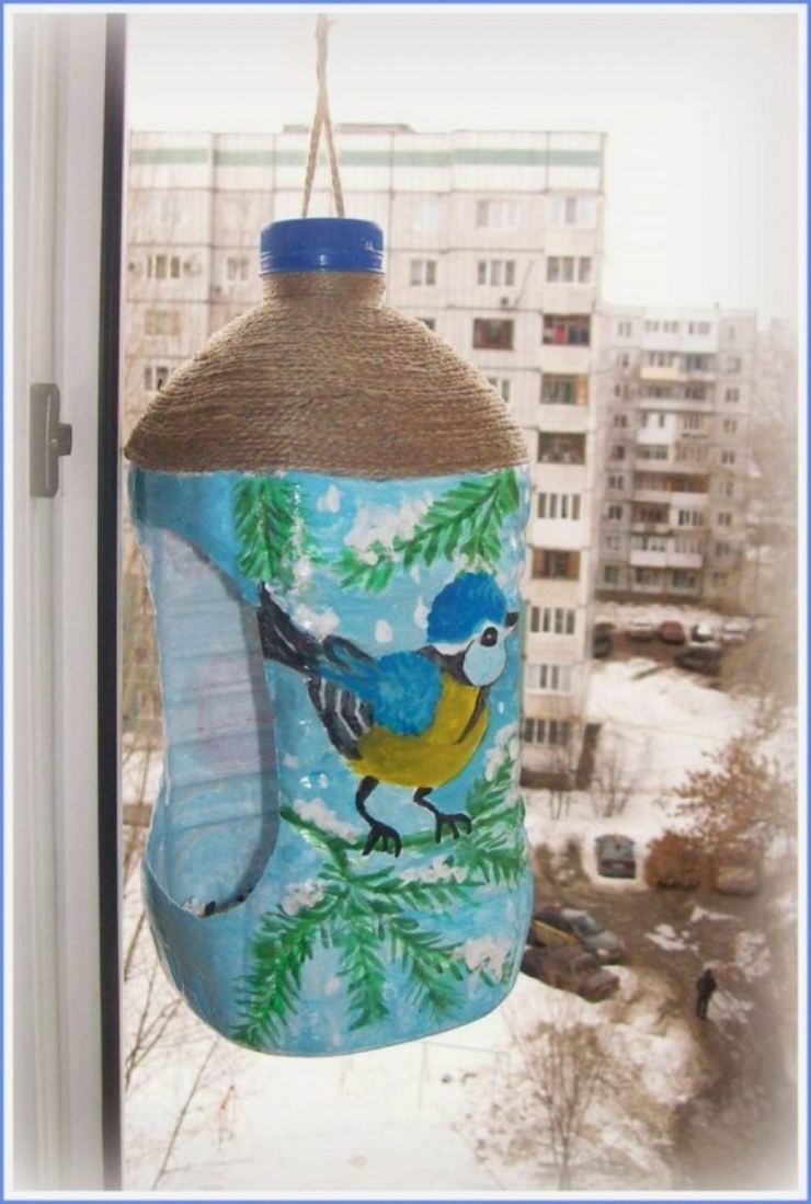 Кормушка из пластиковых бутылок для птиц: Кормушка для птиц из пластиковой бутылки: 700 фото, инструкции