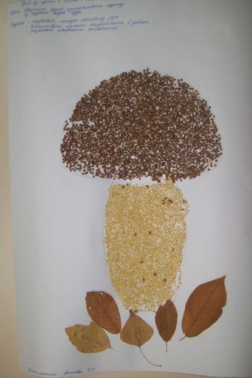 Аппликация из крупы грибы: Аппликация Грибов из круп - Поделки из подручных материалов, Фрукты, овощи и ягоды из разных материалов, для детей от 6 лет