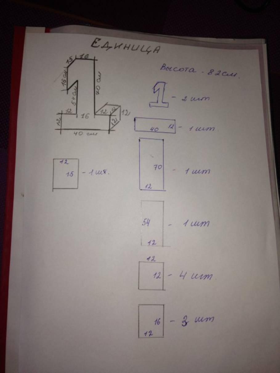 Объемная цифра 1 из картона размеры своими руками: Как сделать цифры из салфеток своими руками