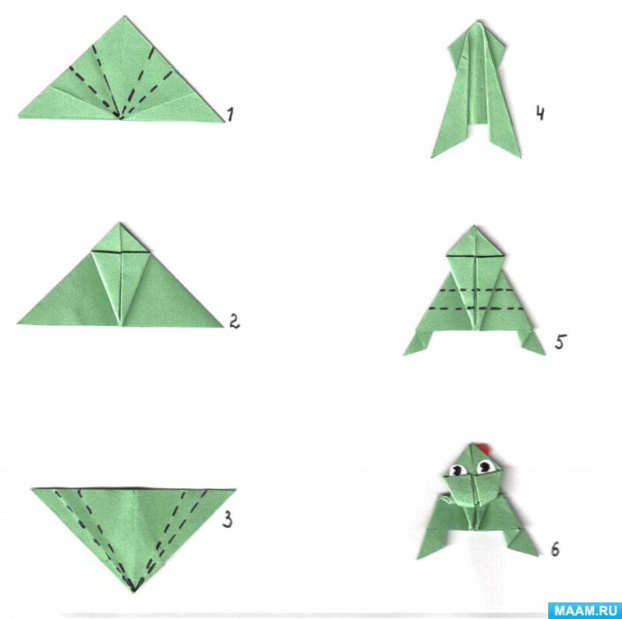 Оригами для детей лягушка схема простая: Прыгающая лягушка оригами схема+ видео