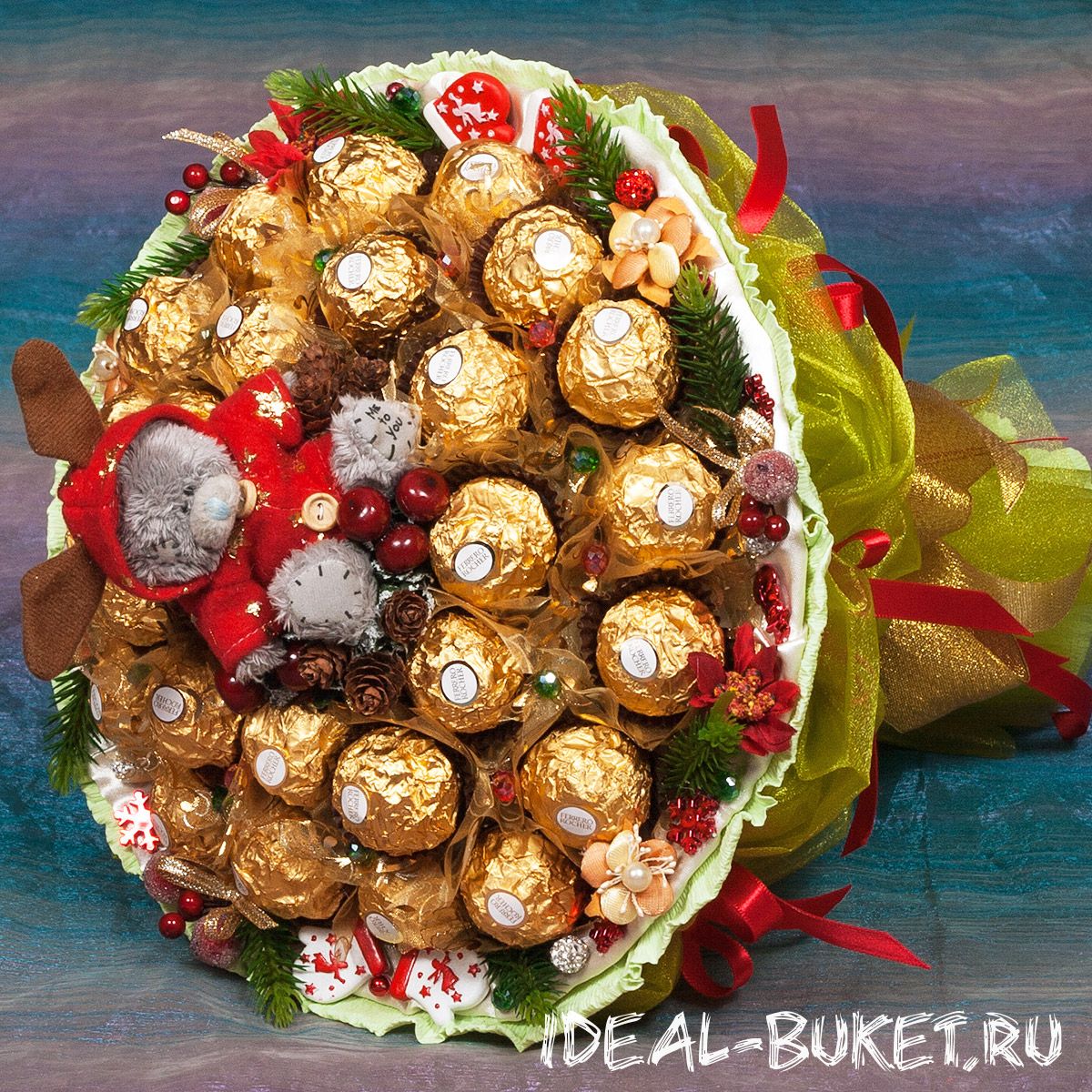 Букеты из конфет фото новогодние: Стильные новогодние букеты с конфетами, цена 1000 руб, DM-11