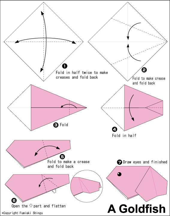 Оригами рыбка схема для детей: самый простой способ для детей