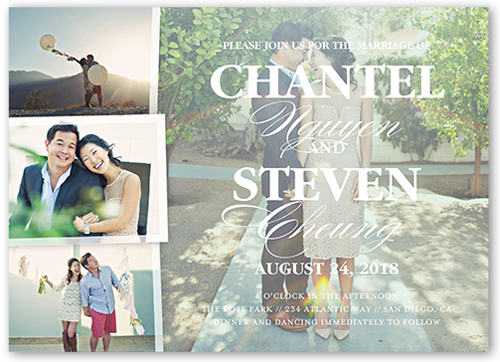 wedding invitation with a collage of custom photos