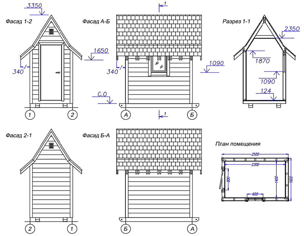 Чертежи уличного туалета с размерами: Дачный туалет своими руками: 48 чертежей + фото