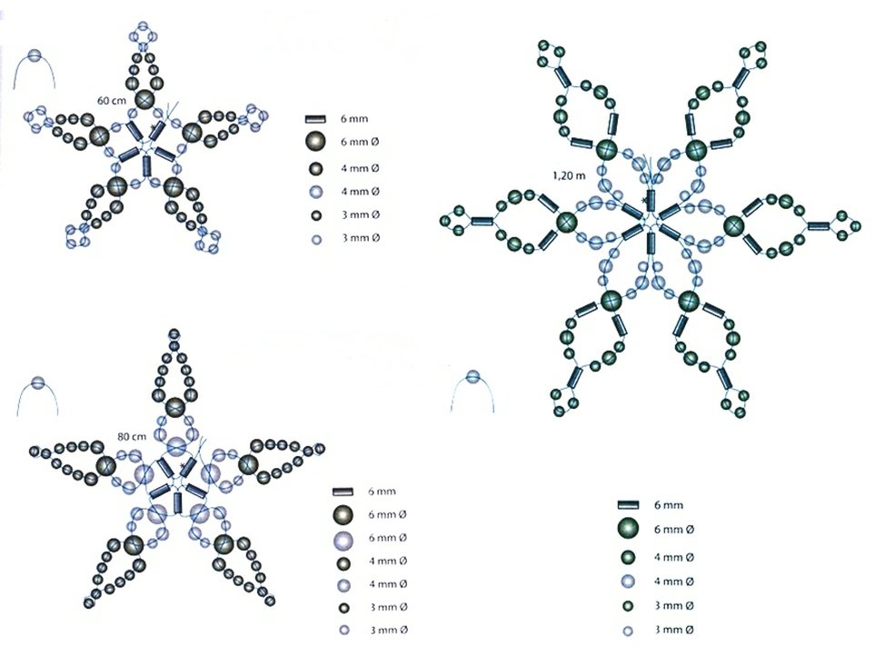Снежинки схема из бисера: Наряжаем елку. Мастер-класс по плетению снежинок из бисера
