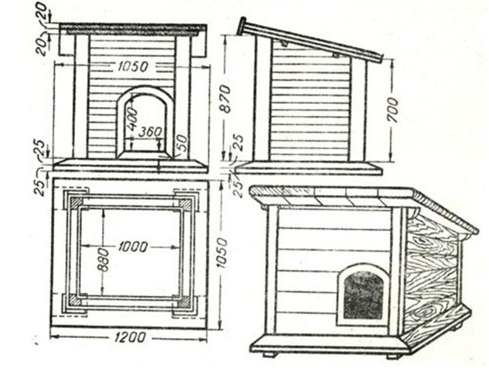 Чертеж будки для большой собаки: размеры и чертежи, выбор материала и утепление