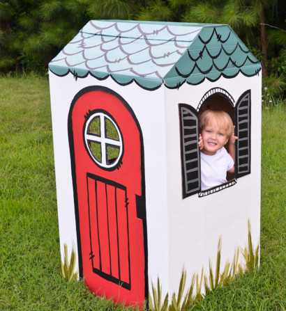 Детский домик из коробки своими руками – фото и мастер-класс по изготовлению домика из картонной коробки своими руками для детей