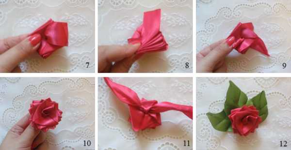 Как делать розочки из атласной ленты – Сделай сам