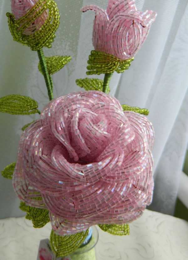Как сделать из бисера и проволоки розу – подробный мастер-класс с описанием плетения