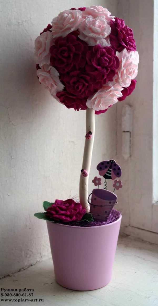 Как сделать из бумаги топиарий – 3 мастер-класса, пошаговая инструкция изготовления, с розами, дерево счастья, методом тычкование, из цветной бумаги