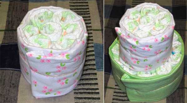 Как упаковать торт из памперсов в пленку прозрачную – Торт из памперсов +подробный МК