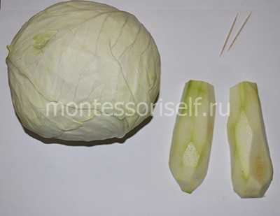 Поделка из вилка капусты – Изготовление осенних поделок из овощей