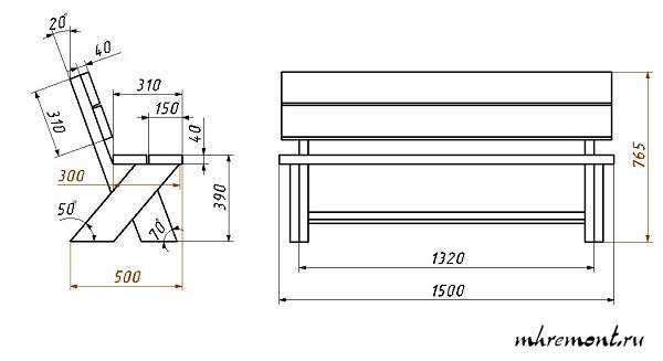схема скамейки со спинкой своими руками