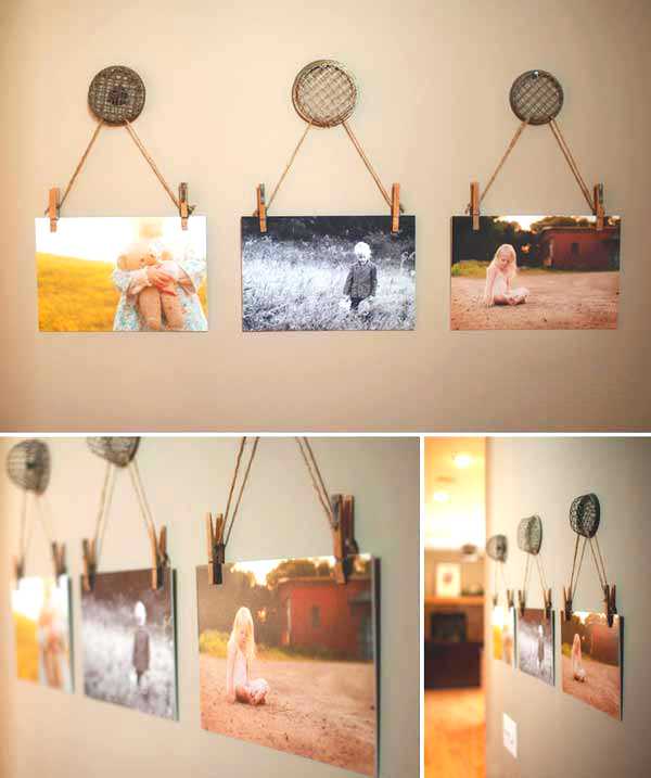 В рамке фото на прищепках – 40 идей для домашней фотогалереи на прищепках